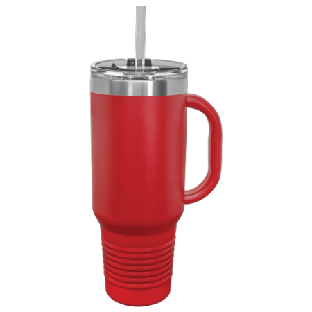 Polar Camel 40 oz. Red Travel Mug with Handle, Straw Included