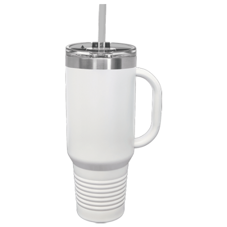 Polar Camel 40 oz. White Travel Mug with Handle, Straw Included
